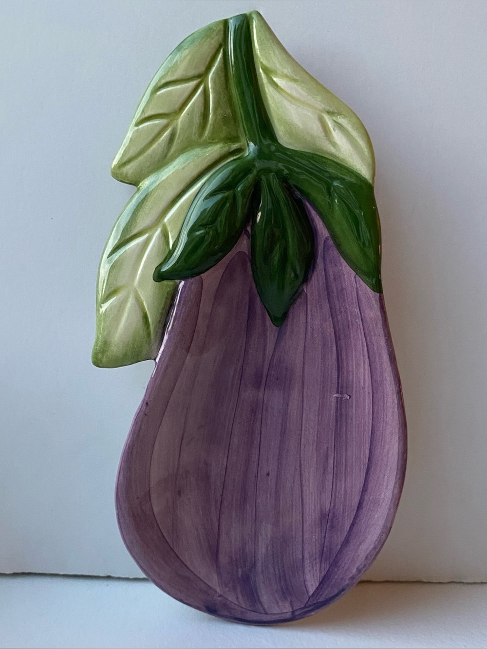 Eggplant Ceramic Spoon Rest La Ceramica Italy Purple Holder Kitchen EUC Italian